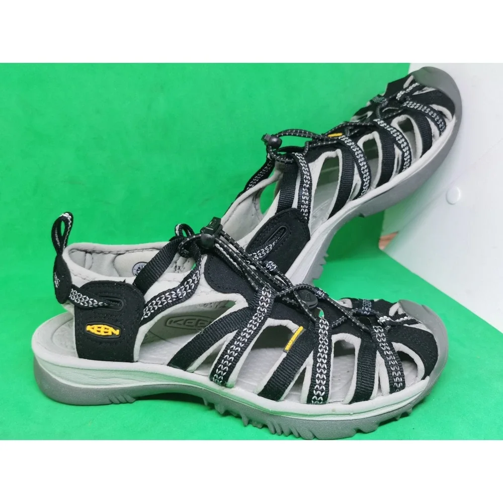 Keen Whisper Sport Sandals Womens Size 7.5 Water Trail Shoes Black Gray Hiking